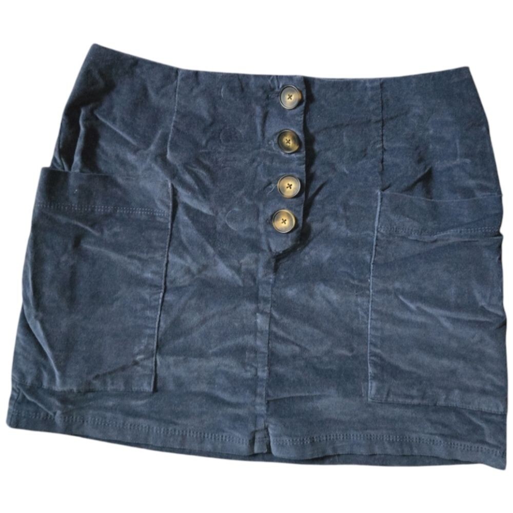 BDG by Urban Outfitters Blue Velvet Corduroy Mini Skirt W Pockets - M